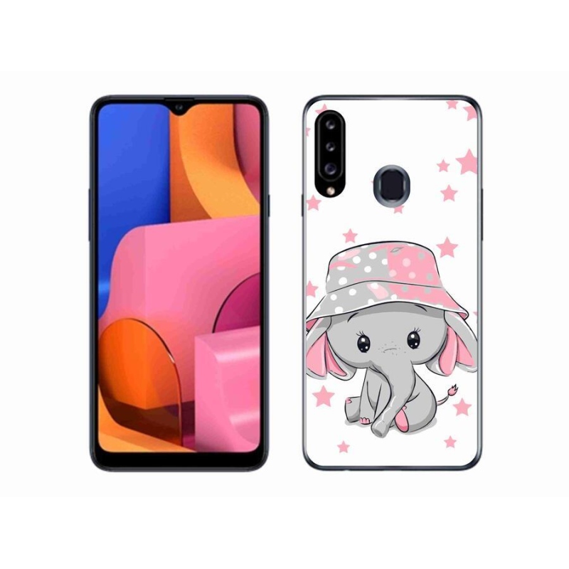 Gelový kryt mmCase na mobil Samsung Galaxy A20s - růžový slon