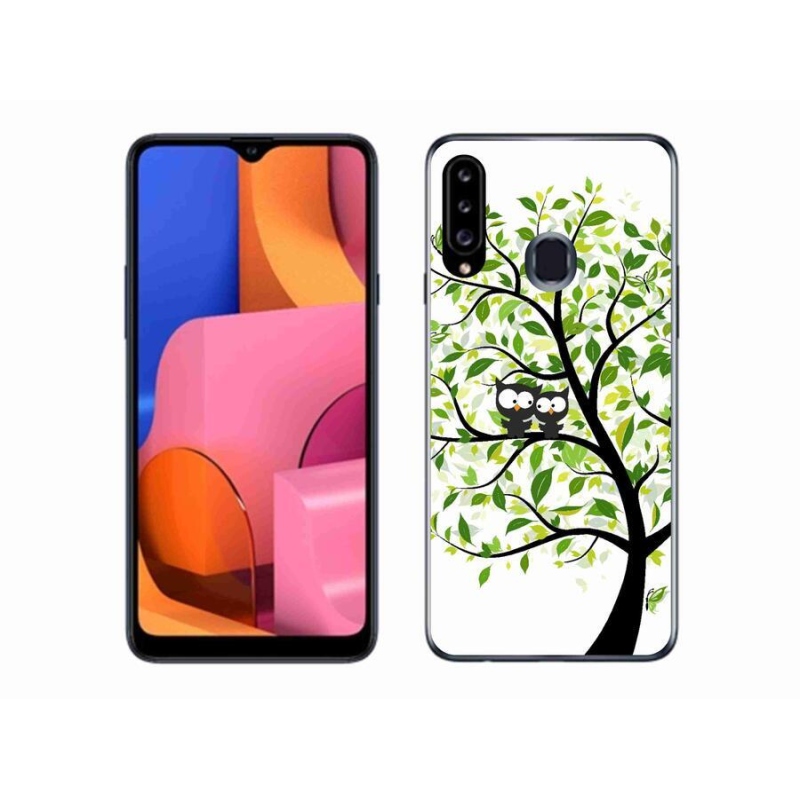Gelový kryt mmCase na mobil Samsung Galaxy A20S - sovičky na stromě