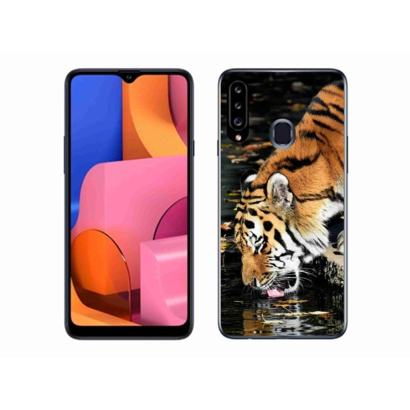 Gelový kryt mmCase na mobil Samsung Galaxy A20s - žíznivý tygr