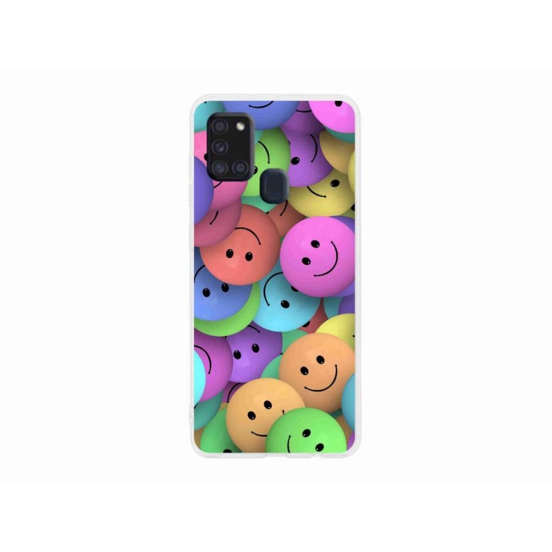 Gelový kryt mmCase na mobil Samsung Galaxy A21s - barevní smajlíci