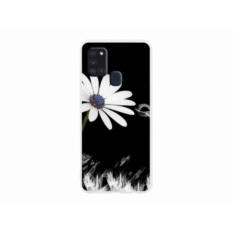 Gelový kryt mmCase na mobil Samsung Galaxy A21s - bílá květina