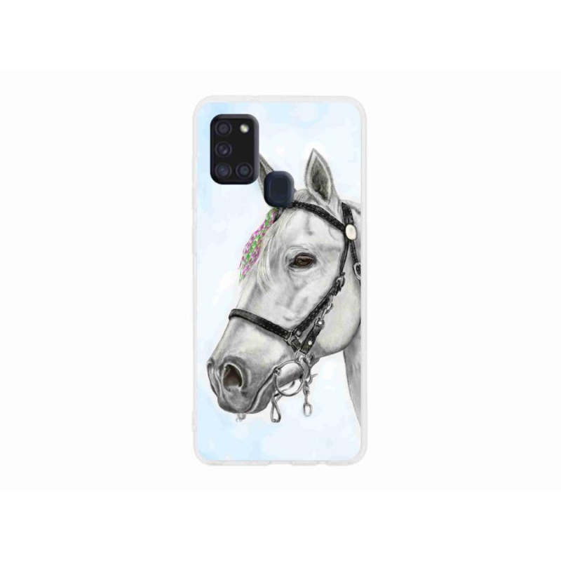 Gelový kryt mmCase na mobil Samsung Galaxy A21s - bílý kůň 1