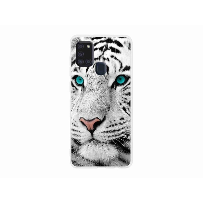 Gelový kryt mmCase na mobil Samsung Galaxy A21s - bílý tygr