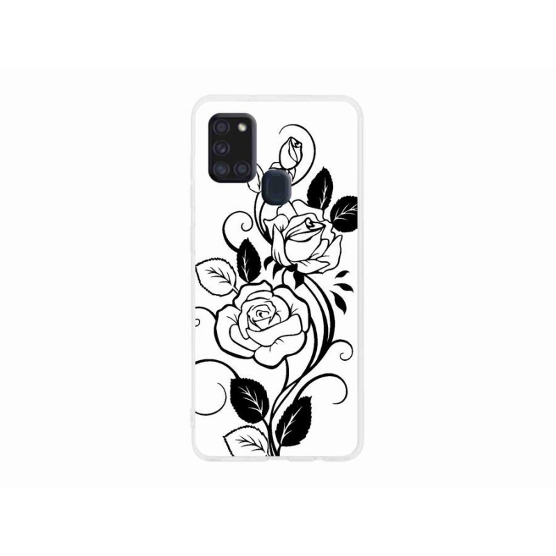 Gelový kryt mmCase na mobil Samsung Galaxy A21s - černobílá růže