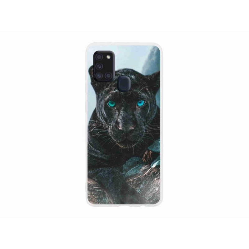 Gelový kryt mmCase na mobil Samsung Galaxy A21s - černý panter