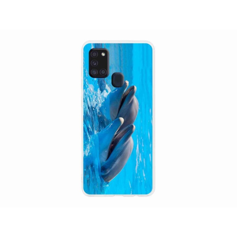 Gelový kryt mmCase na mobil Samsung Galaxy A21s - delfíni