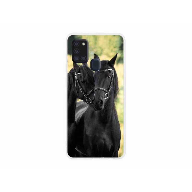 Gelový kryt mmCase na mobil Samsung Galaxy A21s - dva černí koně