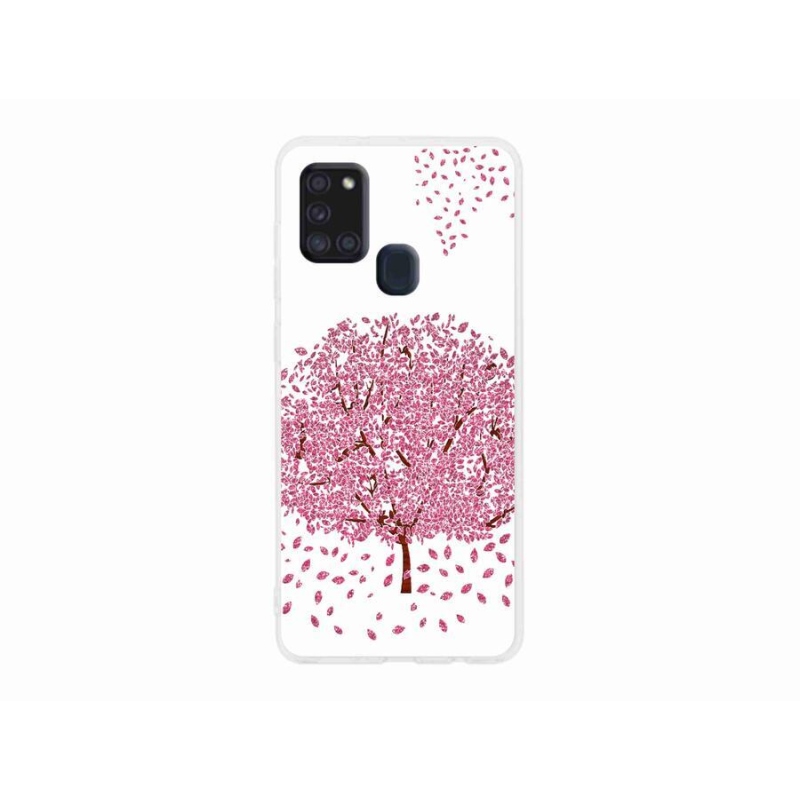 Gelový kryt mmCase na mobil Samsung Galaxy A21s - kreslený strom s listy
