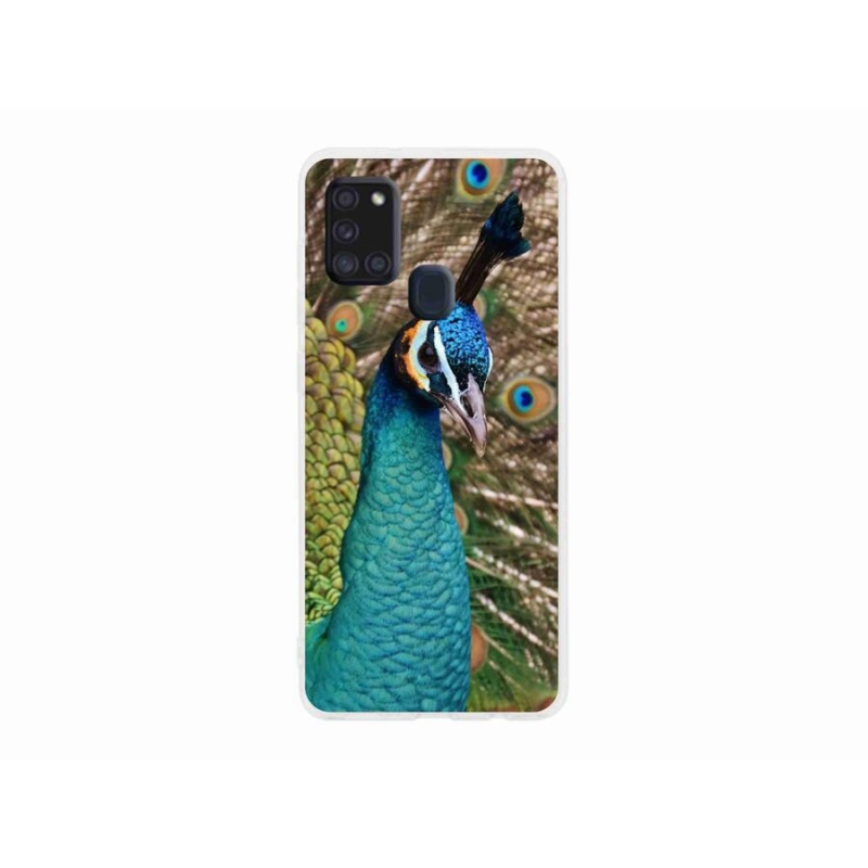 Gelový kryt mmCase na mobil Samsung Galaxy A21s - páv