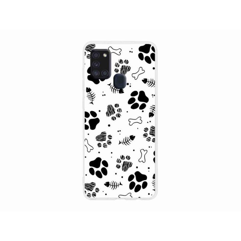 Gelový kryt mmCase na mobil Samsung Galaxy A21s - psí tlapky 1