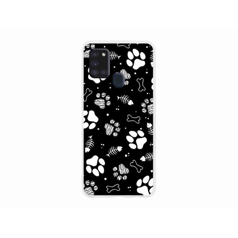 Gelový kryt mmCase na mobil Samsung Galaxy A21s - psí tlapky