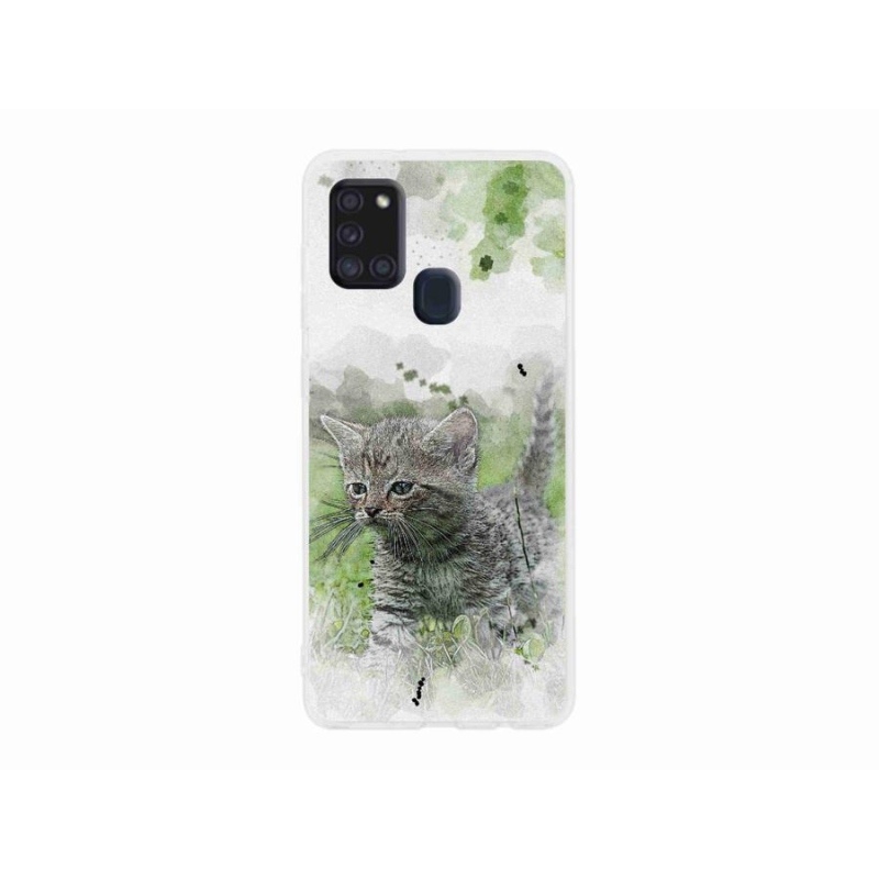 Gelový kryt mmCase na mobil Samsung Galaxy A21s - roztomilé kotě 1