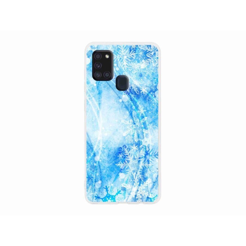 Gelový kryt mmCase na mobil Samsung Galaxy A21s - sněhové vločky