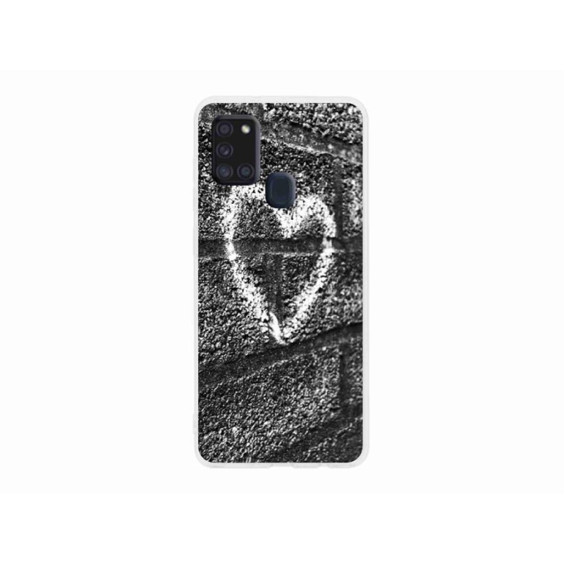 Gelový kryt mmCase na mobil Samsung Galaxy A21s - srdce na zdi
