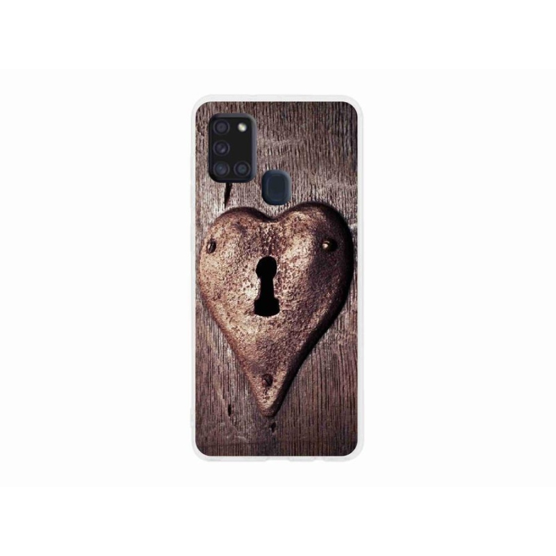 Gelový kryt mmCase na mobil Samsung Galaxy A21s - zámek ve tvaru srdce