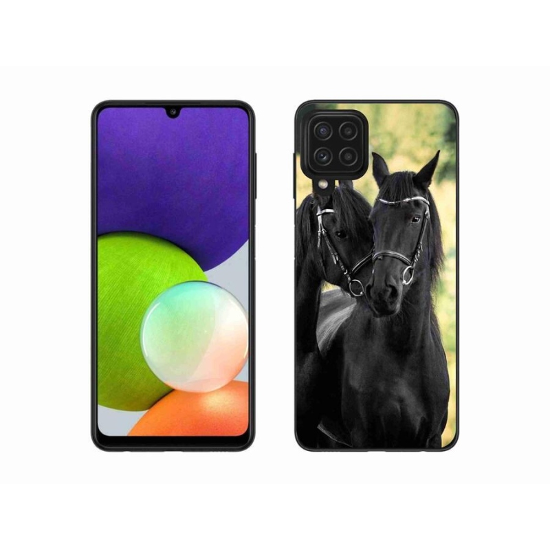 Gelový kryt mmCase na mobil Samsung Galaxy A22 4G - dva černí koně