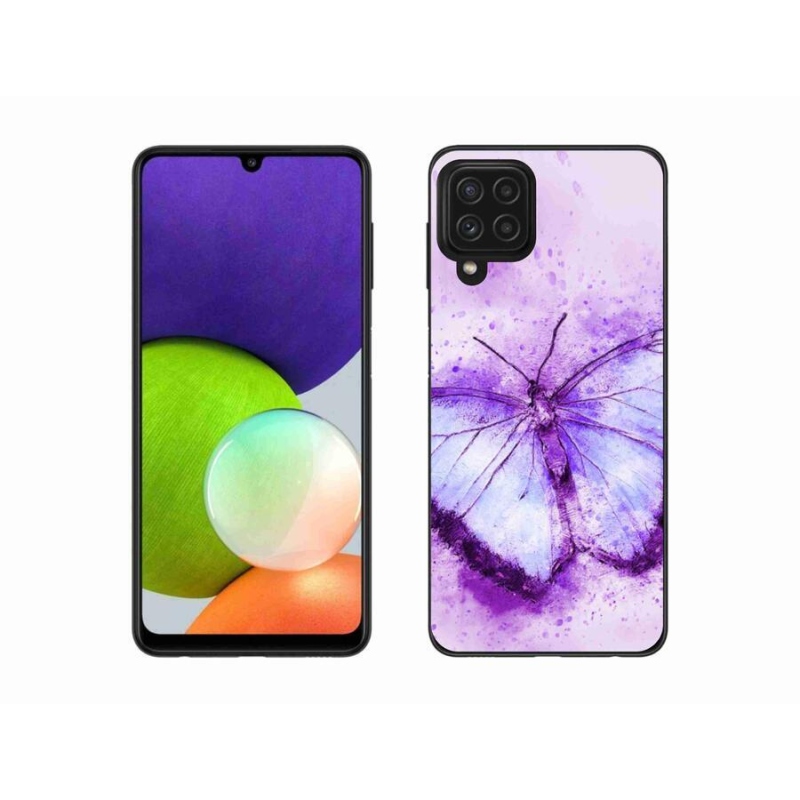Gelový kryt mmCase na mobil Samsung Galaxy A22 4G - fialový motýl