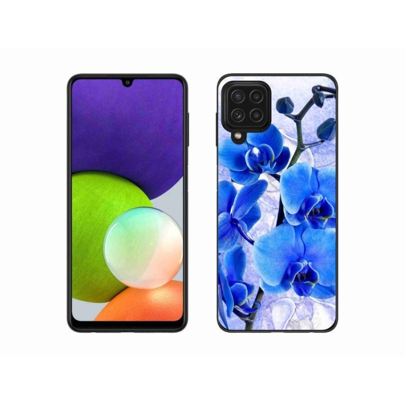 Gelový kryt mmCase na mobil Samsung Galaxy A22 4G - modré květy