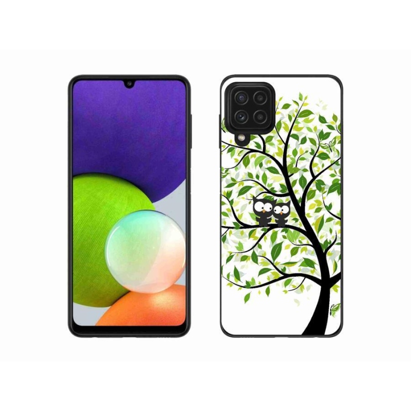 Gelový kryt mmCase na mobil Samsung Galaxy A22 4G - sovičky na stromě