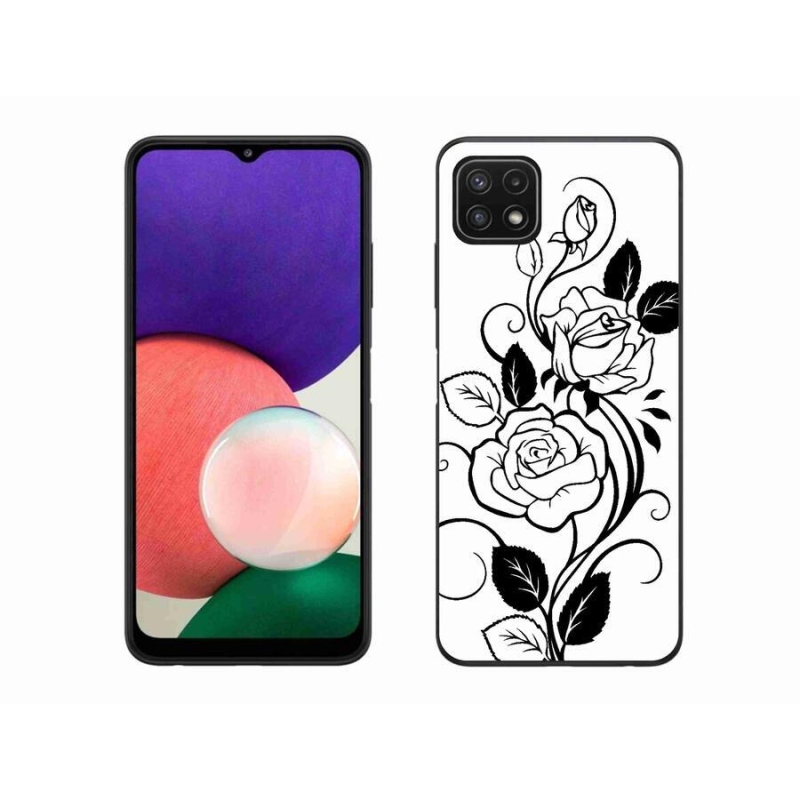 Gelový kryt mmCase na mobil Samsung Galaxy A22 5G - černobílá růže