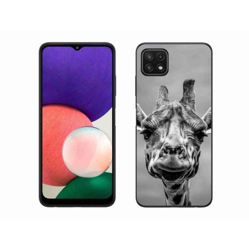 Gelový kryt mmCase na mobil Samsung Galaxy A22 5G - černobílá žirafa
