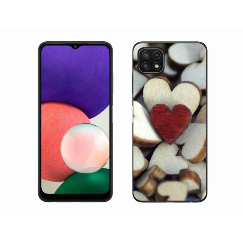 Gelový kryt mmCase na mobil Samsung Galaxy A22 5G - gravírované červené srdce