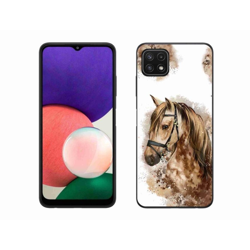 Gelový kryt mmCase na mobil Samsung Galaxy A22 5G - hnědý kreslený kůň