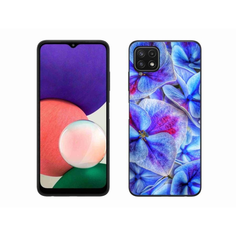 Gelový kryt mmCase na mobil Samsung Galaxy A22 5G - modré květy 1
