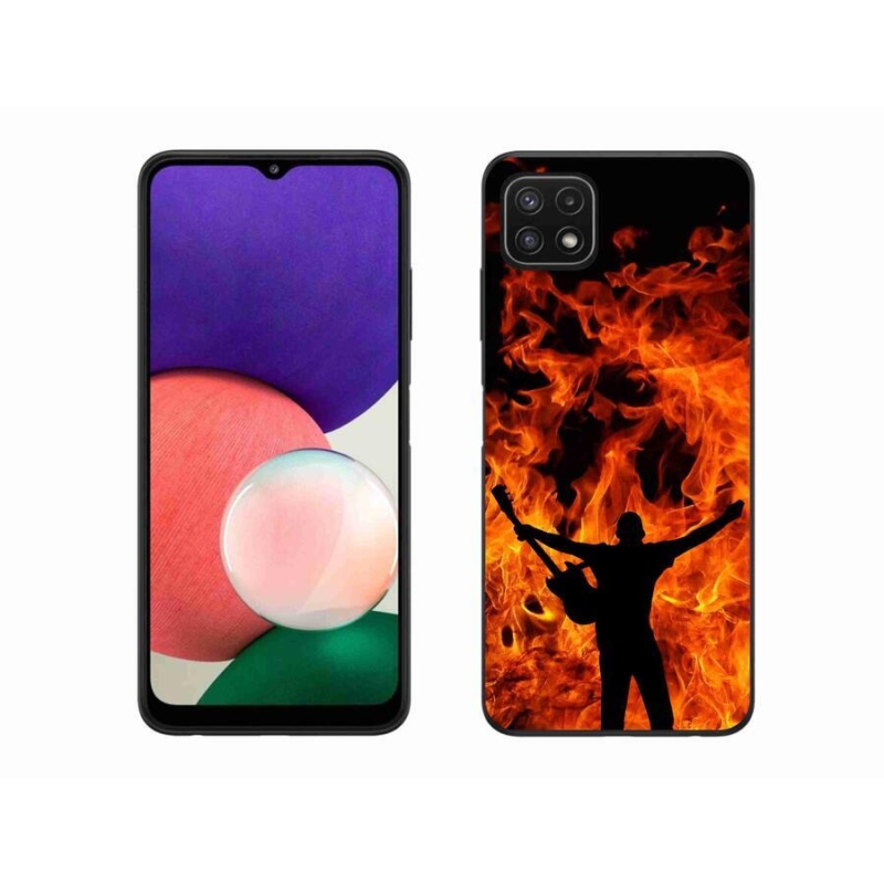 Gelový kryt mmCase na mobil Samsung Galaxy A22 5G - muzikant a oheň
