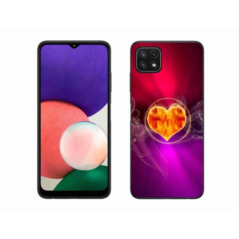 Gelový kryt mmCase na mobil Samsung Galaxy A22 5G - ohnivé srdce