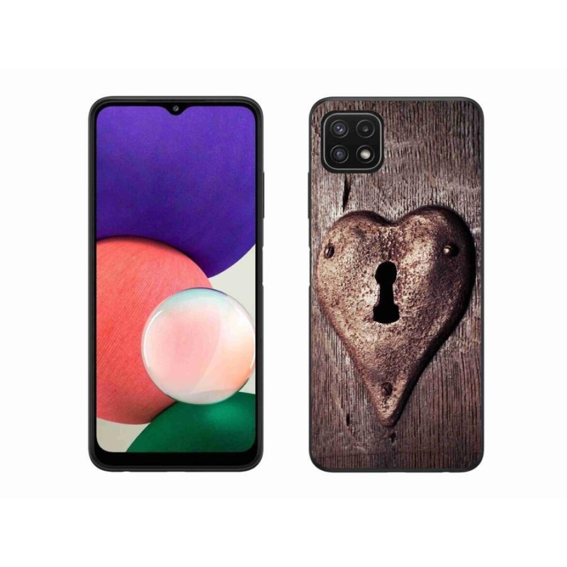 Gelový kryt mmCase na mobil Samsung Galaxy A22 5G - zámek ve tvaru srdce