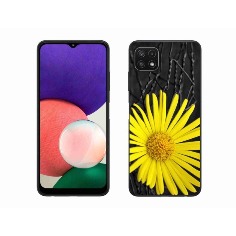 Gelový kryt mmCase na mobil Samsung Galaxy A22 5G - žlutá květina