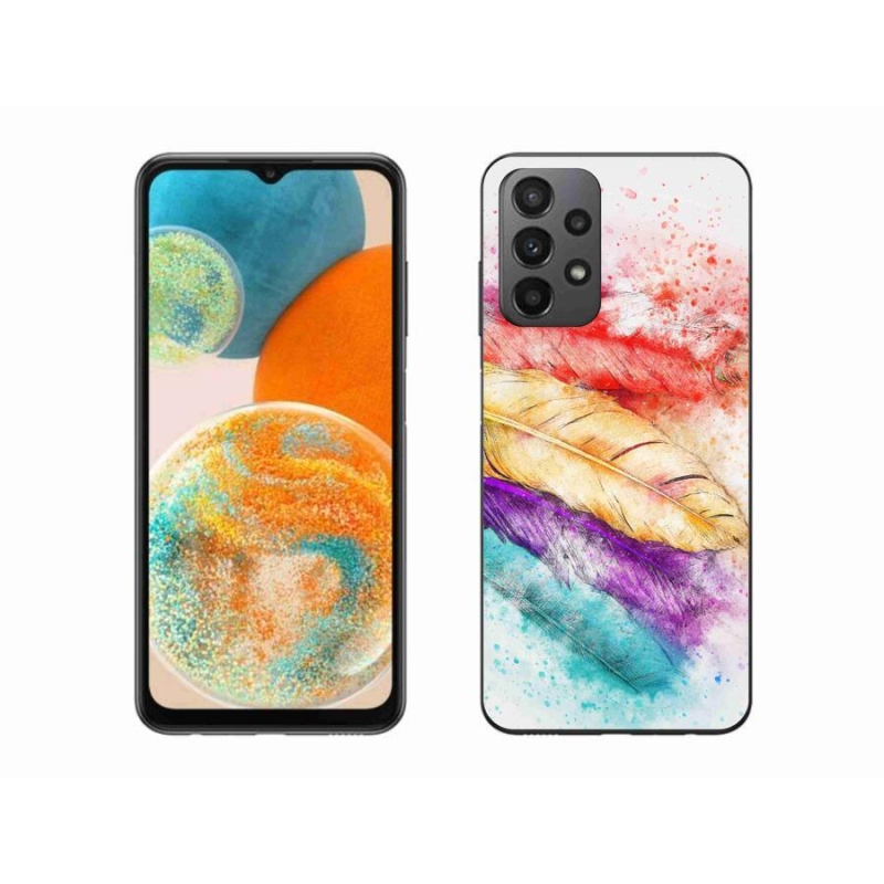 Gelový kryt mmCase na mobil Samsung Galaxy A23 4G/5G - barevné peří