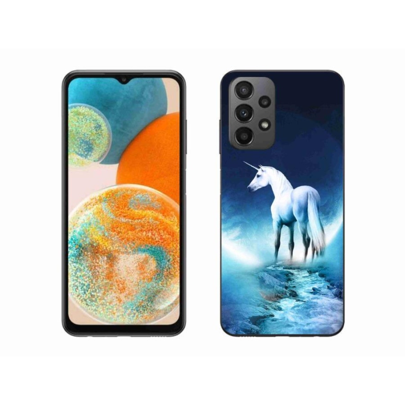 Gelový kryt mmCase na mobil Samsung Galaxy A23 4G/5G - bílý jednorožec