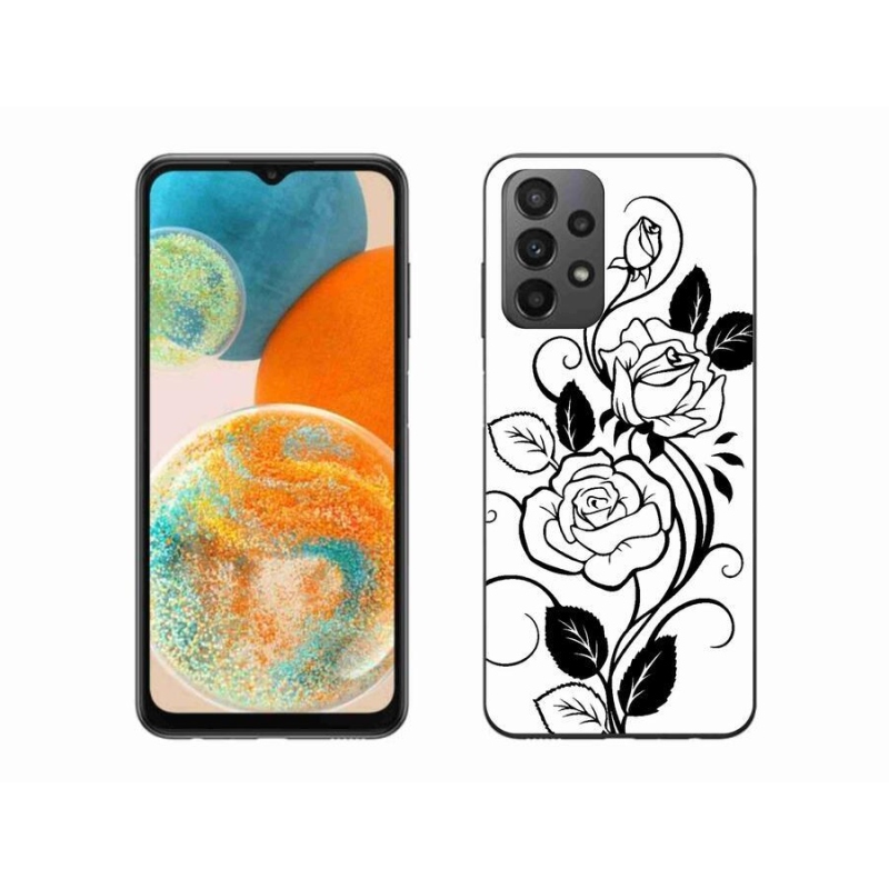 Gelový kryt mmCase na mobil Samsung Galaxy A23 4G/5G - černobílá růže