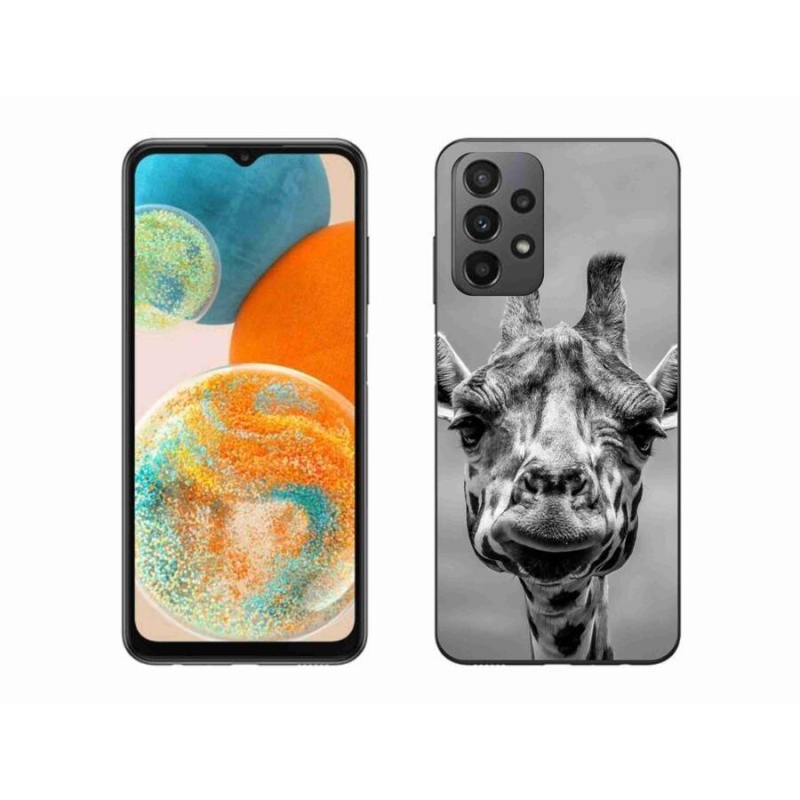 Gelový kryt mmCase na mobil Samsung Galaxy A23 4G/5G - černobílá žirafa