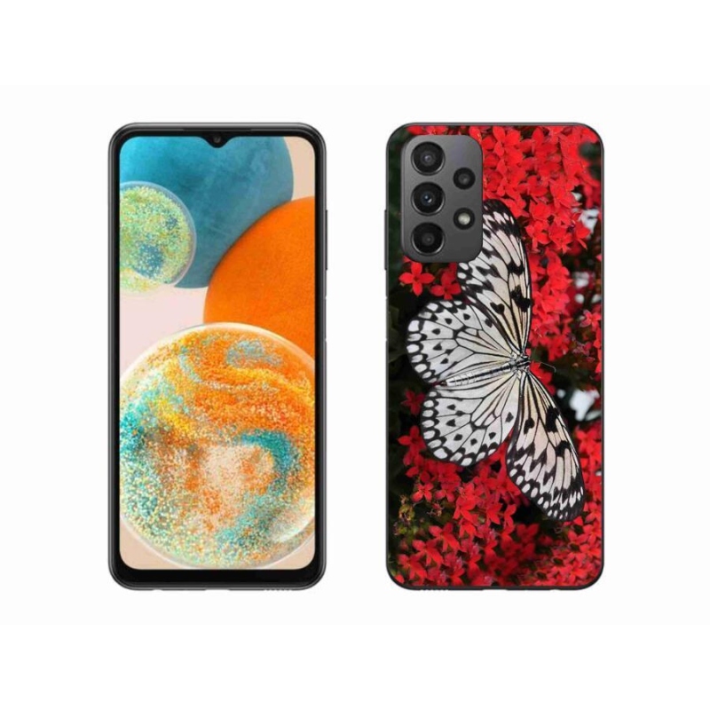 Gelový kryt mmCase na mobil Samsung Galaxy A23 4G/5G - černobílý motýl 1