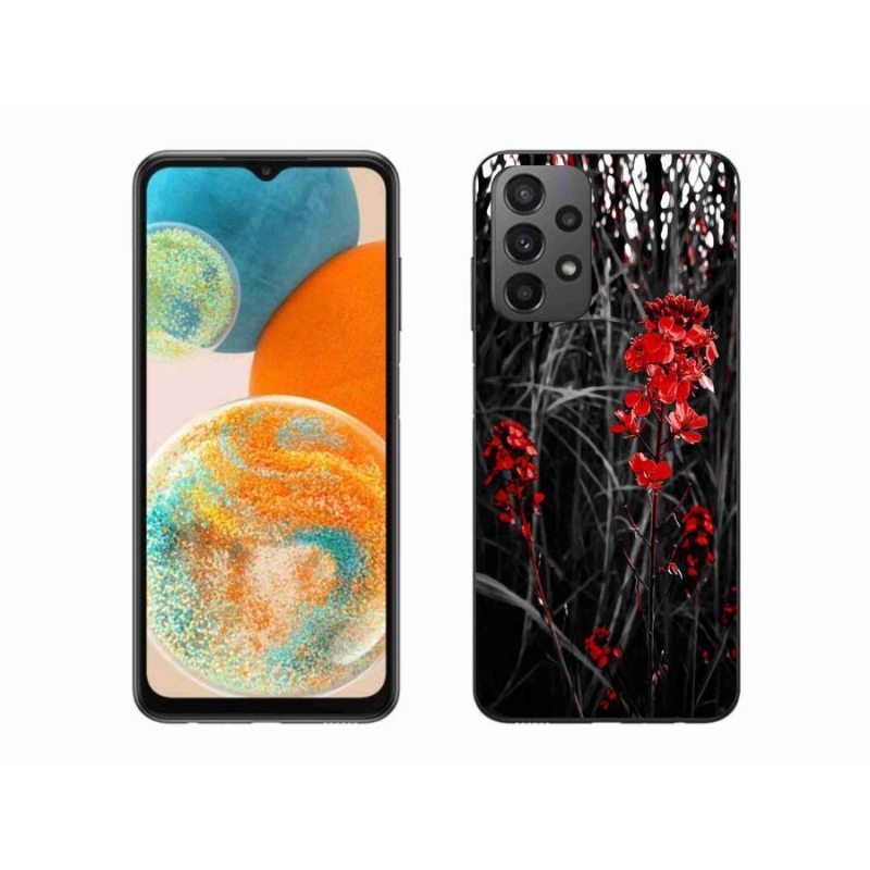 Gelový kryt mmCase na mobil Samsung Galaxy A23 4G/5G - červená rostlina