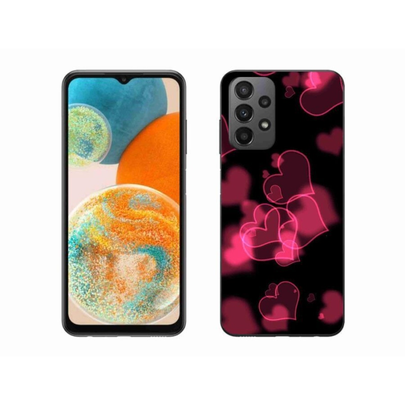 Gelový kryt mmCase na mobil Samsung Galaxy A23 4G/5G - červená srdíčka