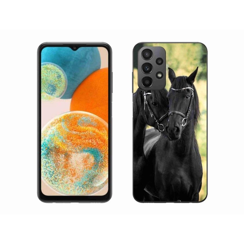 Gelový kryt mmCase na mobil Samsung Galaxy A23 4G/5G - dva černí koně