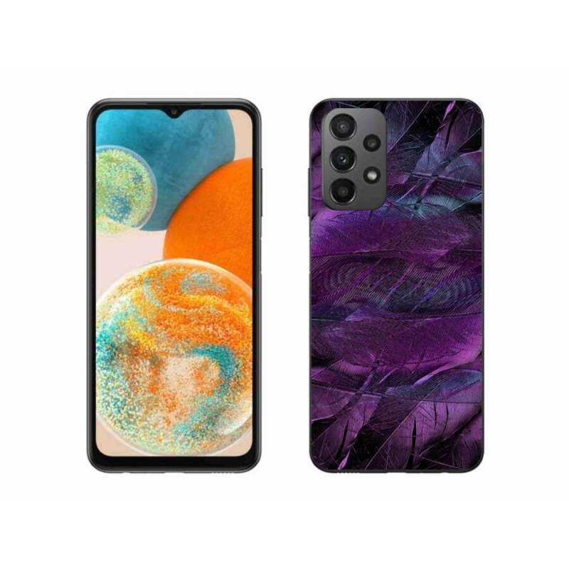 Gelový kryt mmCase na mobil Samsung Galaxy A23 4G/5G - fialová pírka