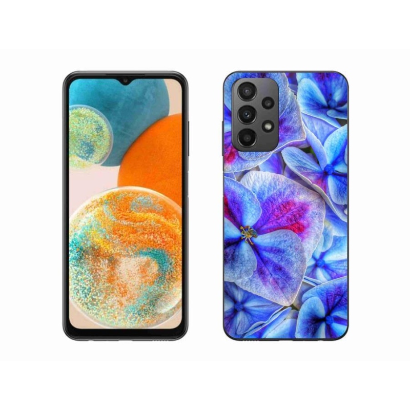 Gelový kryt mmCase na mobil Samsung Galaxy A23 4G/5G - modré květy 1