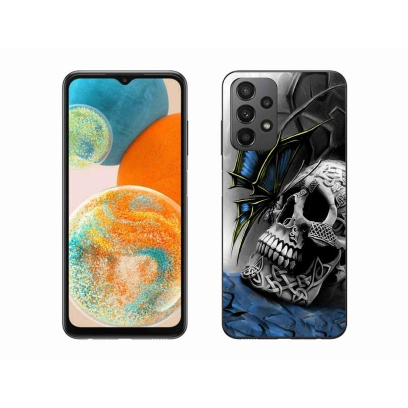 Gelový kryt mmCase na mobil Samsung Galaxy A23 4G/5G - motýl a lebka