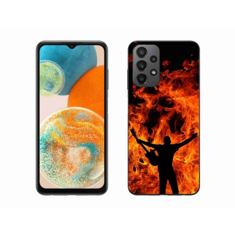 Gelový kryt mmCase na mobil Samsung Galaxy A23 4G/5G - muzikant a oheň