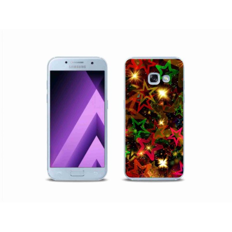 Gelový kryt mmCase na mobil Samsung Galaxy A3 (2017) - barevné hvězdičky