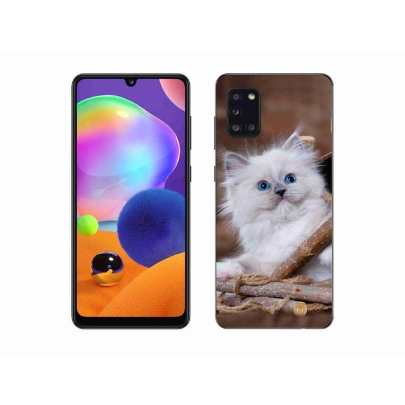 Gelový kryt mmCase na mobil Samsung Galaxy A31 - bílé kotě