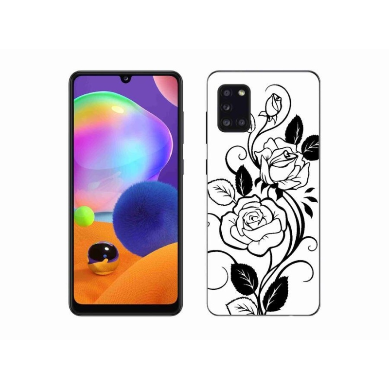 Gelový kryt mmCase na mobil Samsung Galaxy A31 - černobílá růže