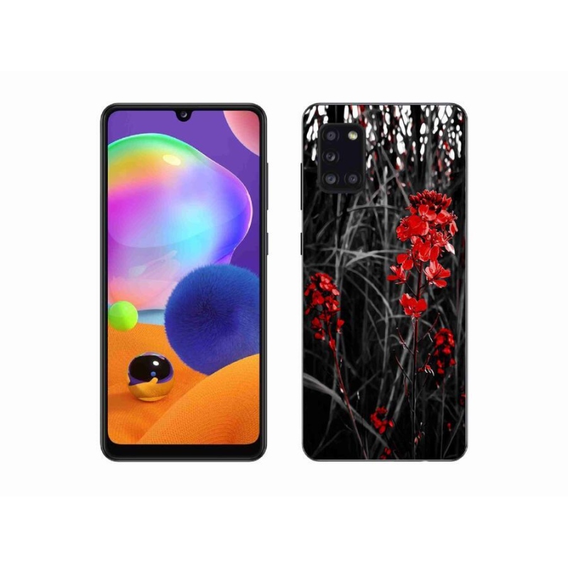 Gelový kryt mmCase na mobil Samsung Galaxy A31 - červená rostlina