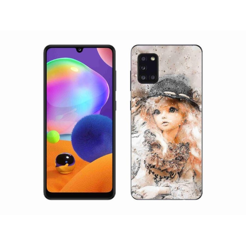 Gelový kryt mmCase na mobil Samsung Galaxy A31 - holčička s kloboukem