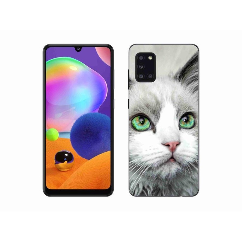 Gelový kryt mmCase na mobil Samsung Galaxy A31 - kočičí pohled